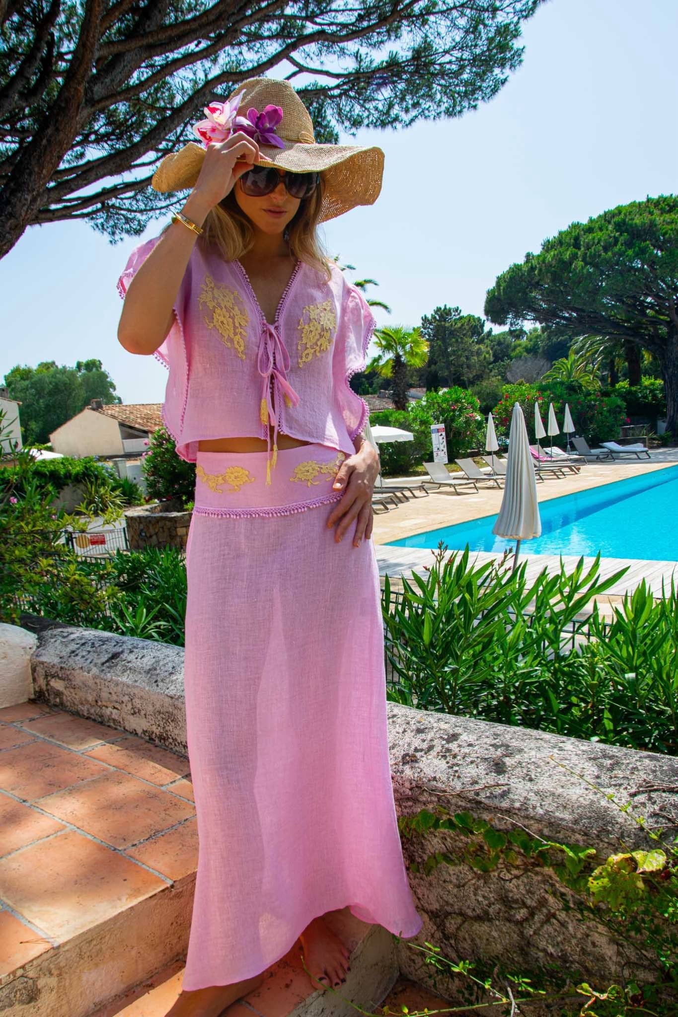 Mia Skirt in Fine Linen Gauze Lilac - Vanita Rosa