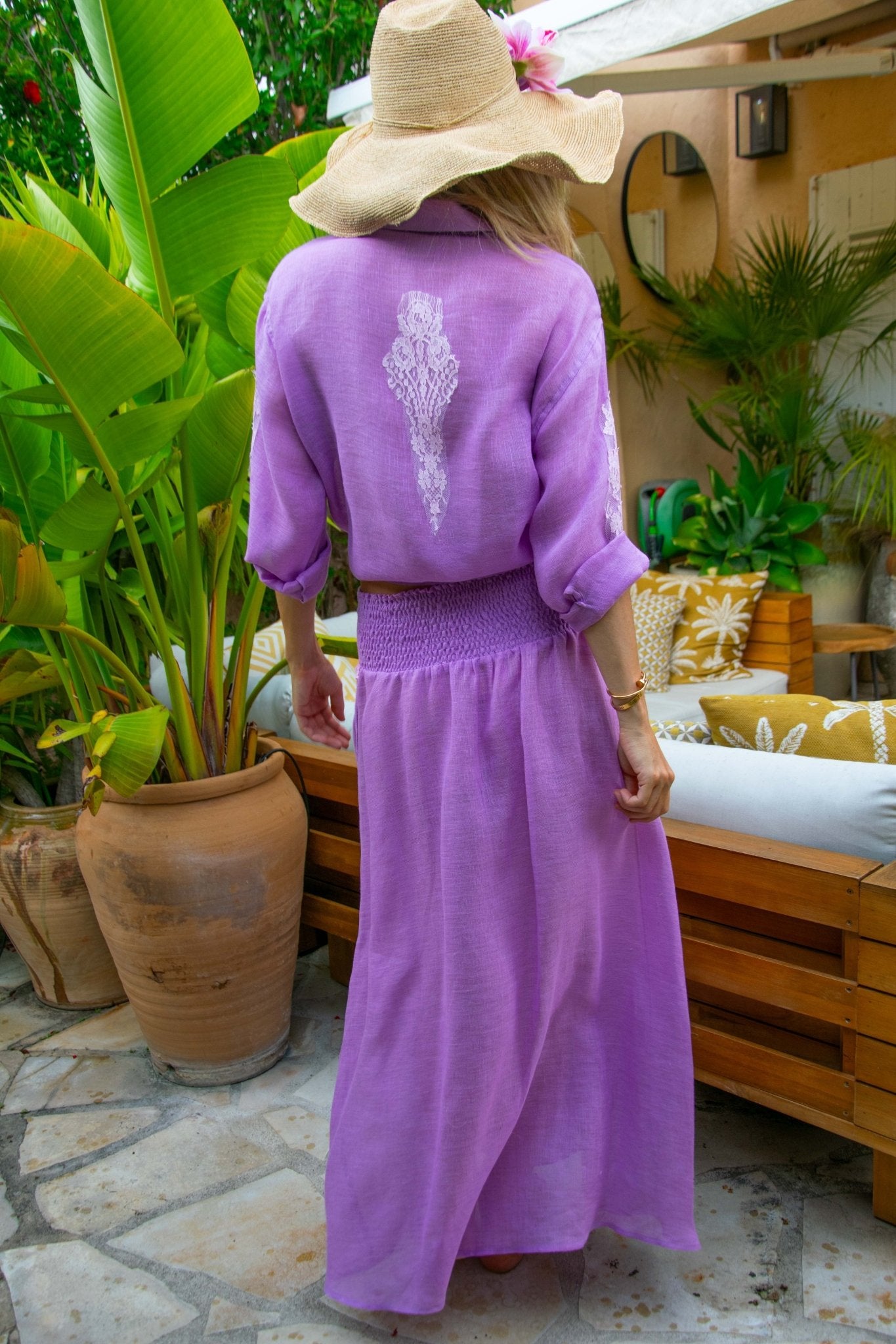 Mia Skirt in Fine Linen Gauze Lilac - Vanita Rosa