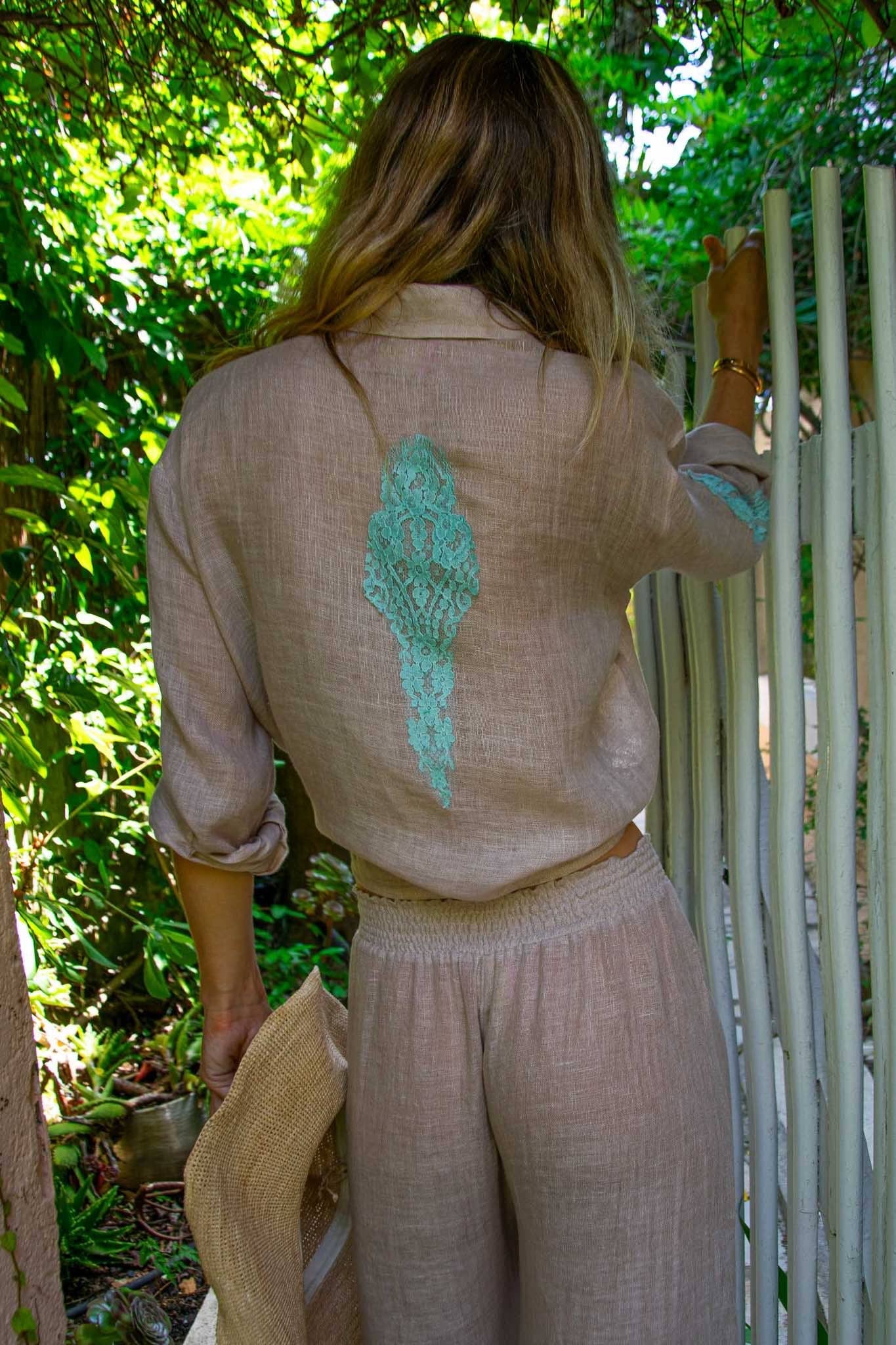 Rika Shirt in Fine Linen Gauze Lilac - Vanita Rosa