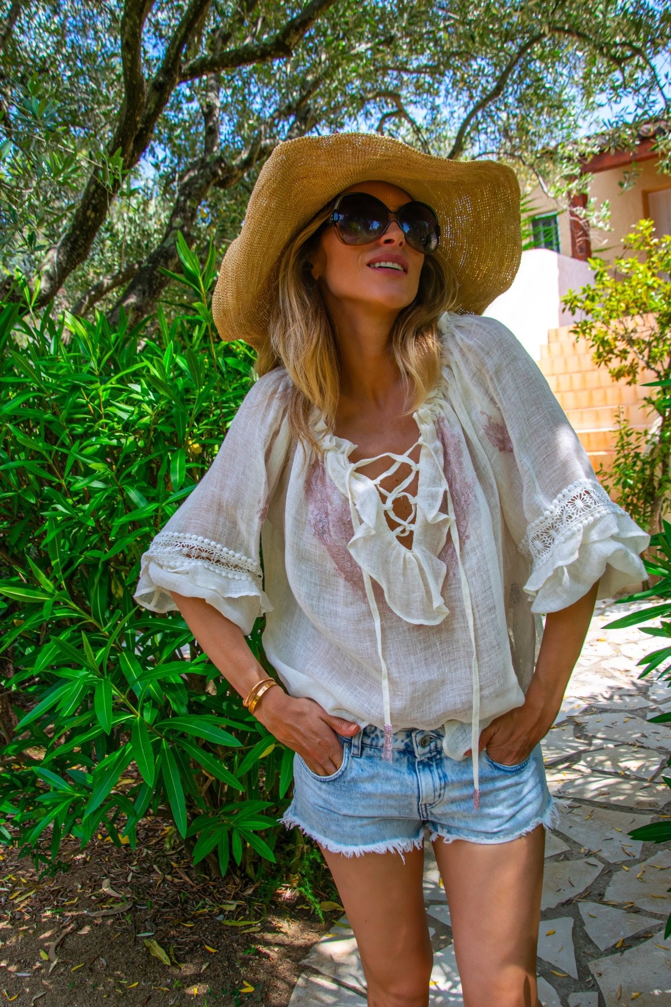 Rosana Tunic in Fine Linen Gauze - Vanita Rosa