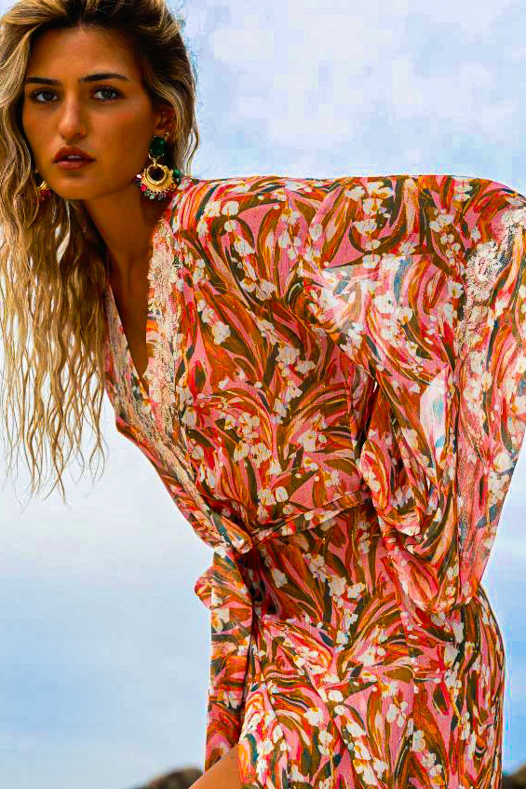 Ricki Short Kimono in Chiffon Silk St Barth