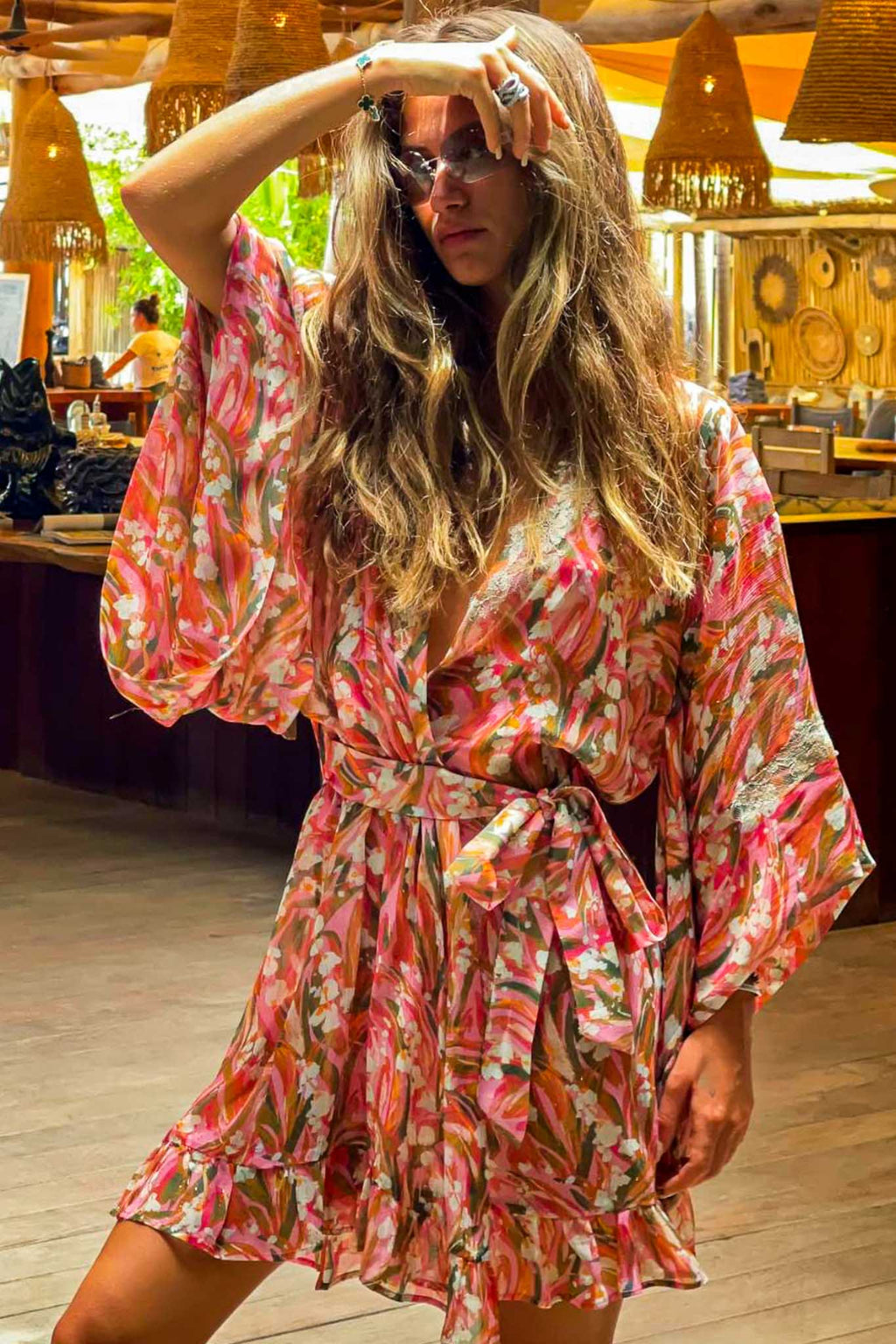Ricki Short Kimono in Chiffon Silk St Barth