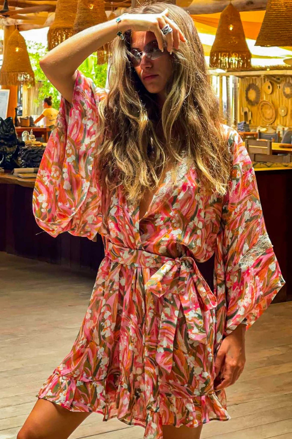 Ricki Short Kimono in Chiffon Silk St Barth