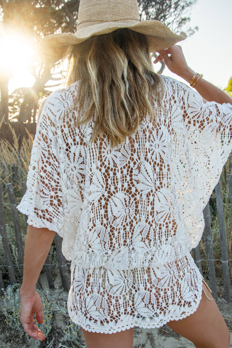 Kimono court Ricki en mousseline de soie Saint-Barth