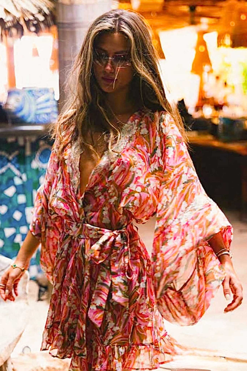 Ricki Short Kimono in Chiffon Silk St Barth
