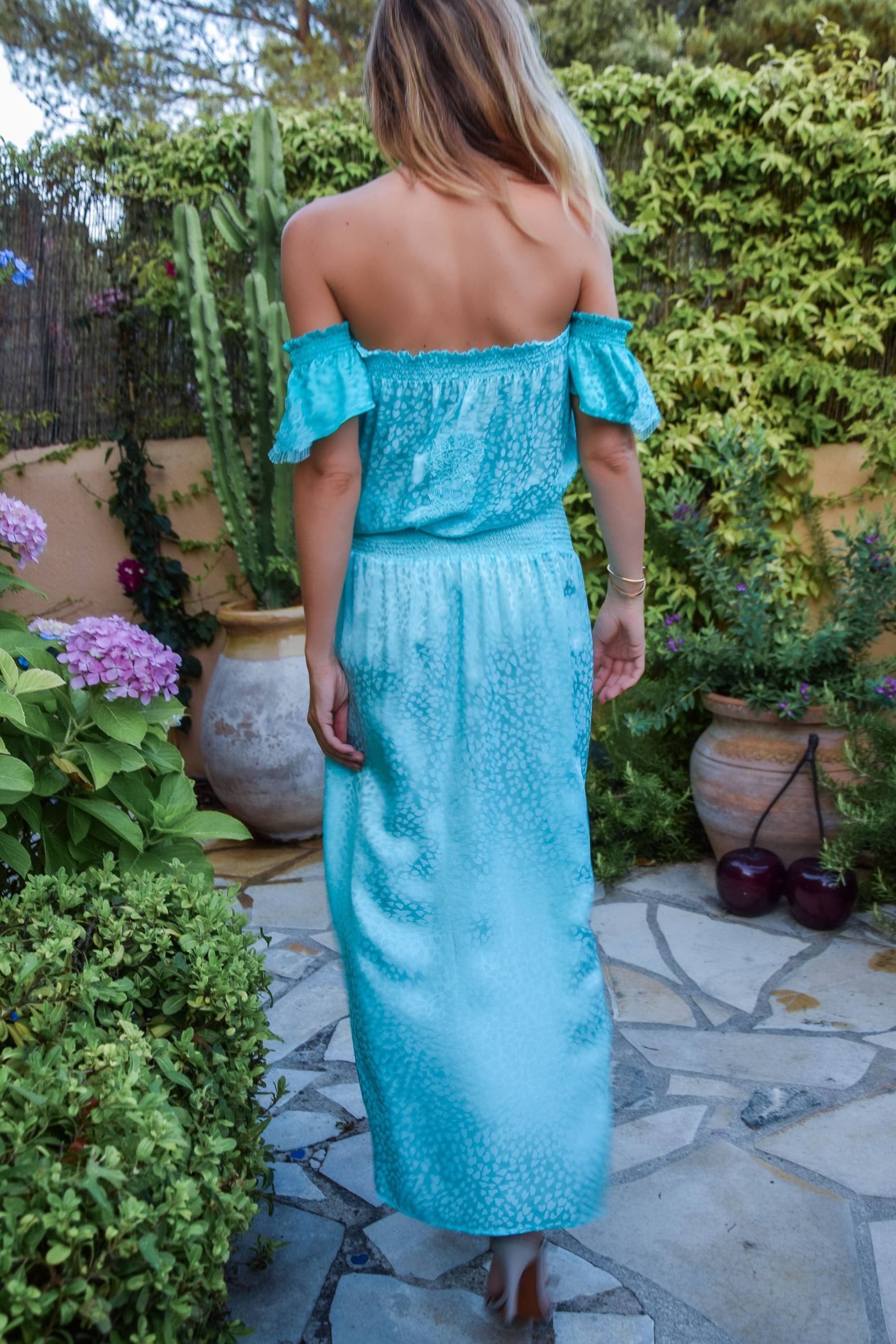 Rolling Long Dress in Silk Heart