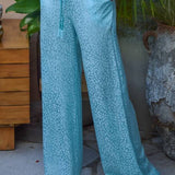 Pantalon palazzo en soie cœur