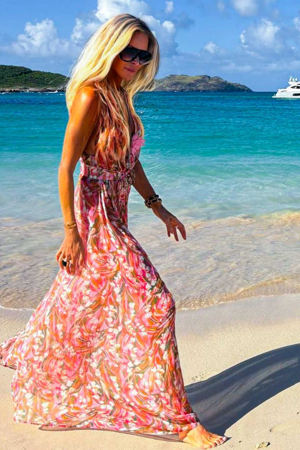 Riri Long Dress in Chiffon Silk St Barth