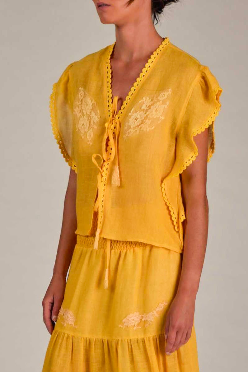 Paquita Top in Linen