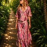 Sandra Long Dress Silk Python