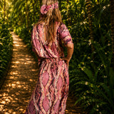 Sandra Long Dress Silk Python