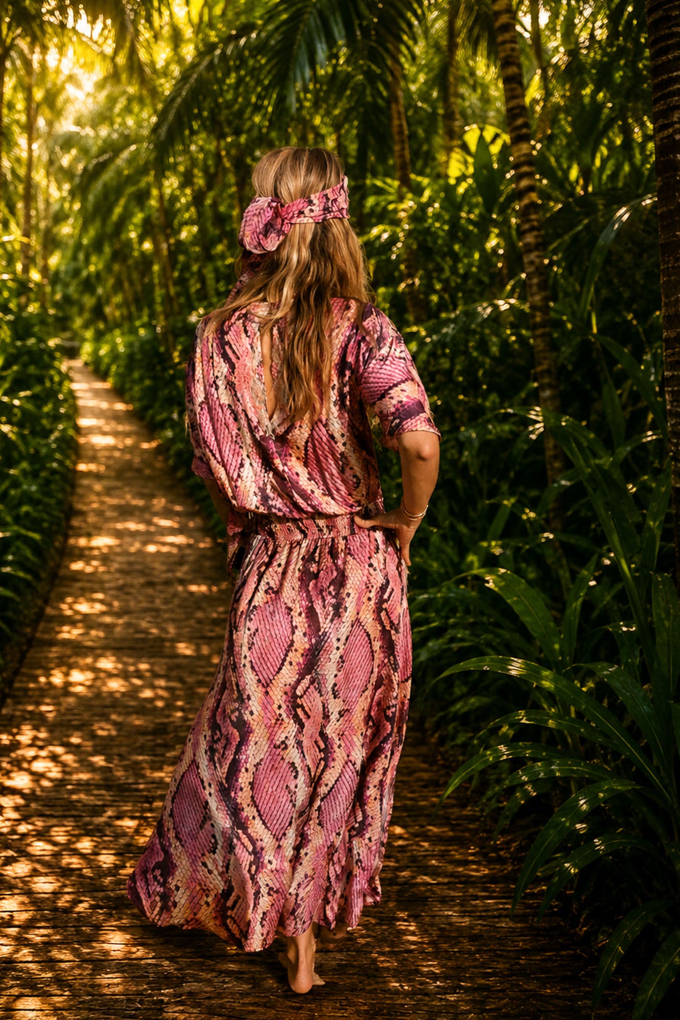 Sandra Long Dress Silk Python