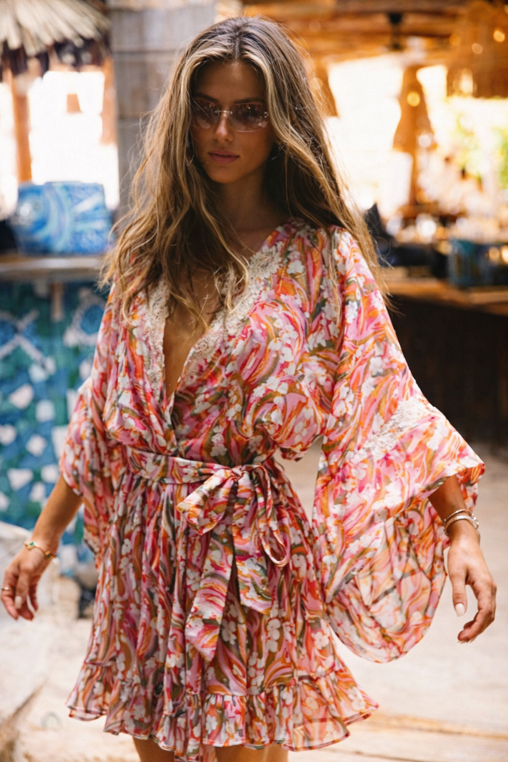 Ricki Short Kimono in Chiffon Silk St Barth