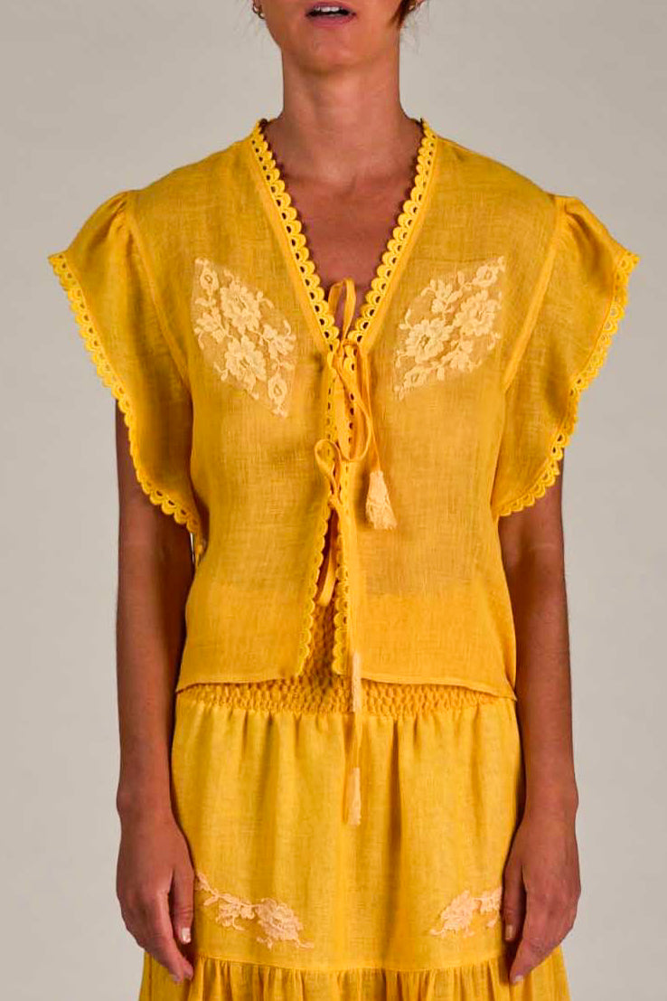 Paquita Top in Linen