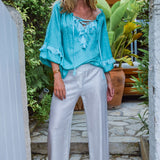 Pantalon Palazzo en Soie Cœur