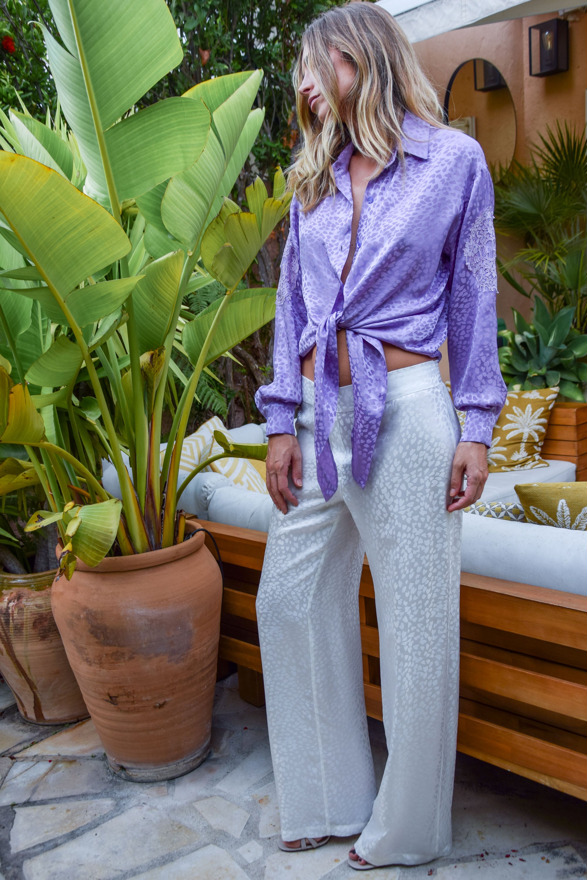 Palazzo Pants in Silk Heart