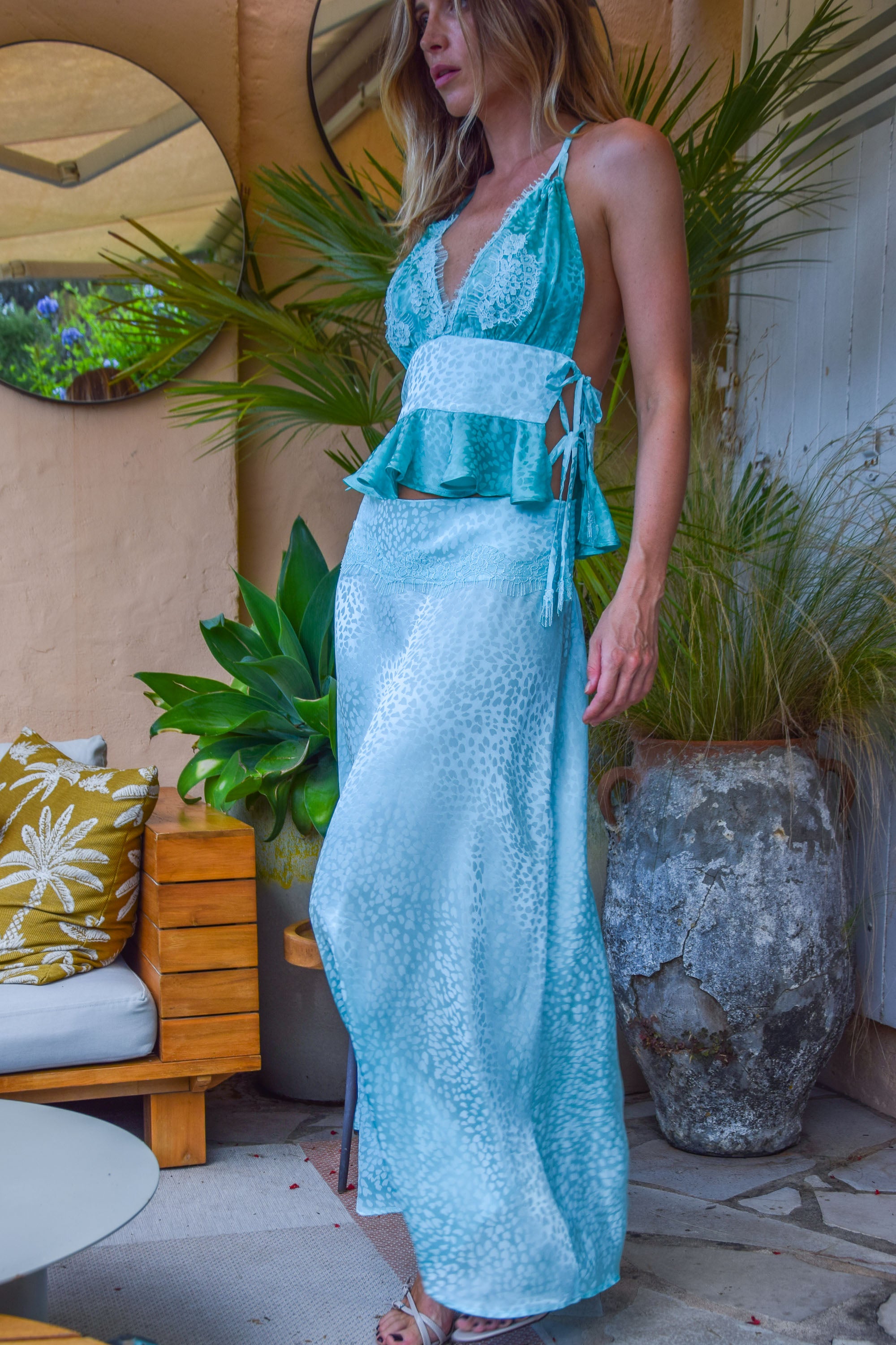 Mia Long Skirt in Silk Heart