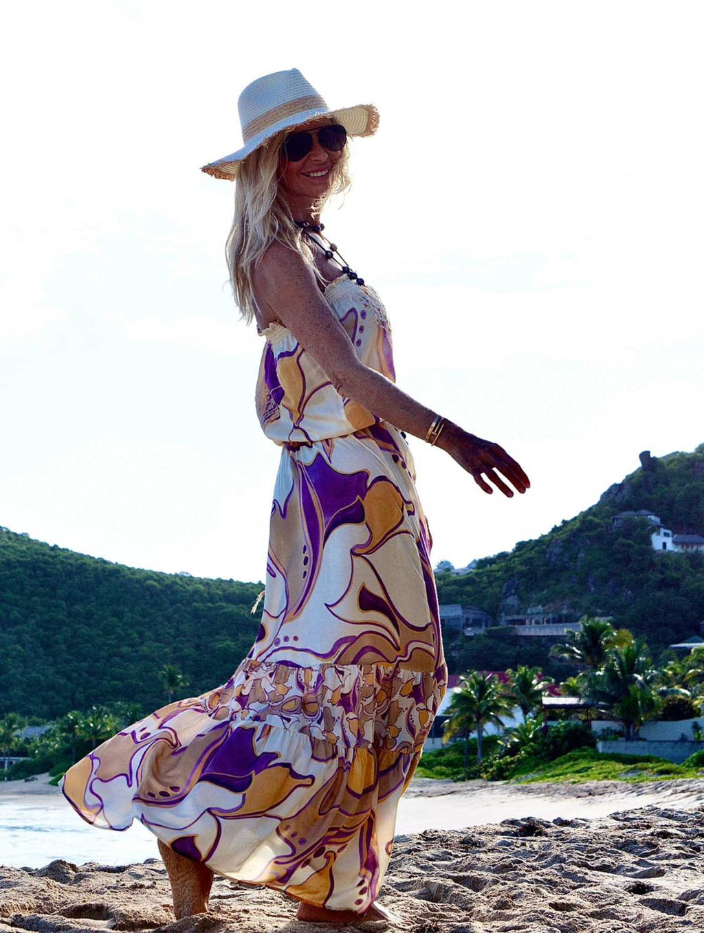 Paloma Long Dress in Gaia Peach