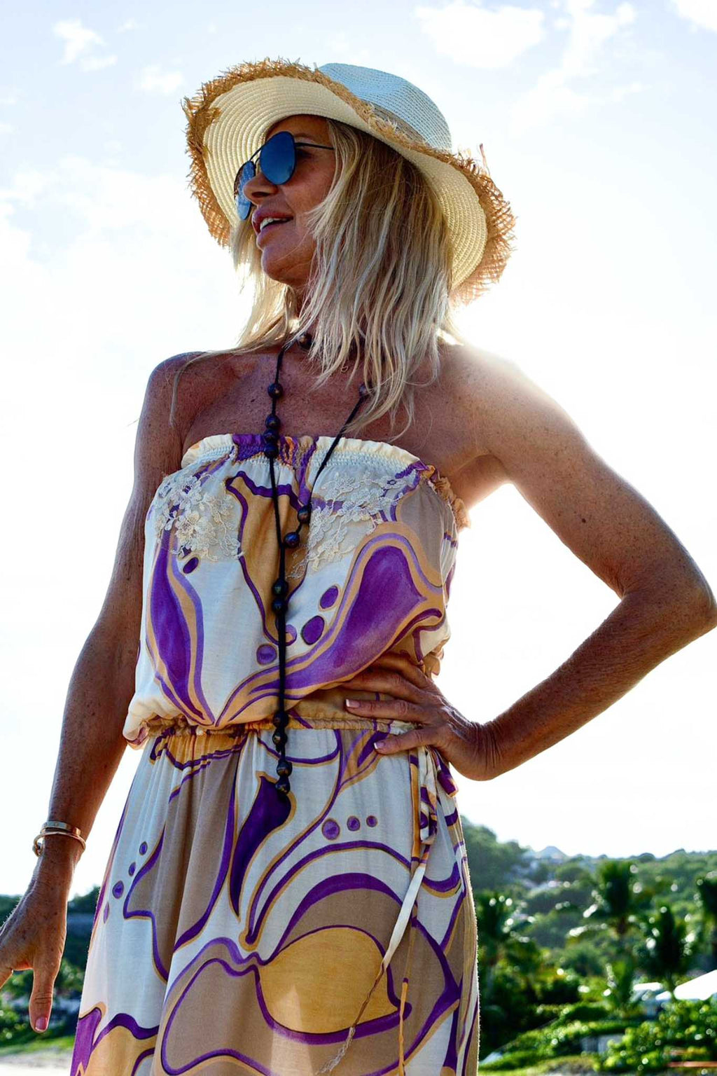 Paloma Long Dress in Gaia Peach