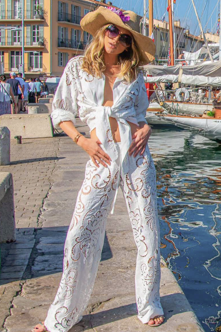 Rika Shirt in White Guipure