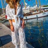 Roberta Pants in White Guipure