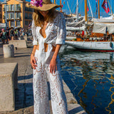 Roberta Pants in White Guipure