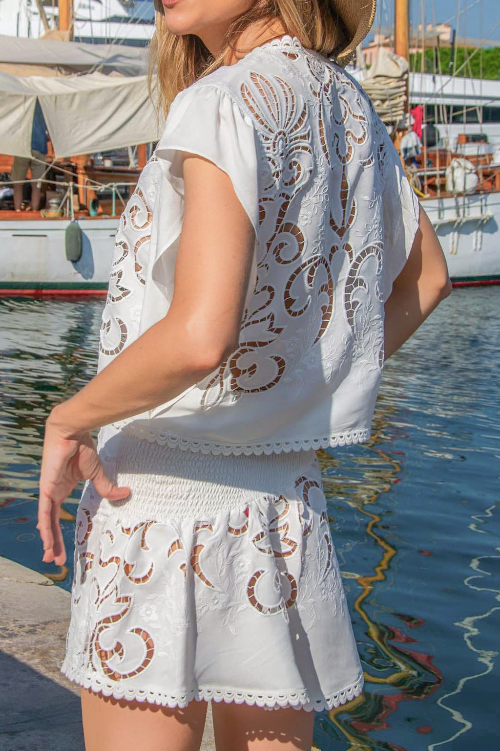 Rokie Top in White Guipure