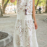 Rosa Long Dress in White Guipure