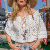 Rosana Blouse in White Guipure Cotton