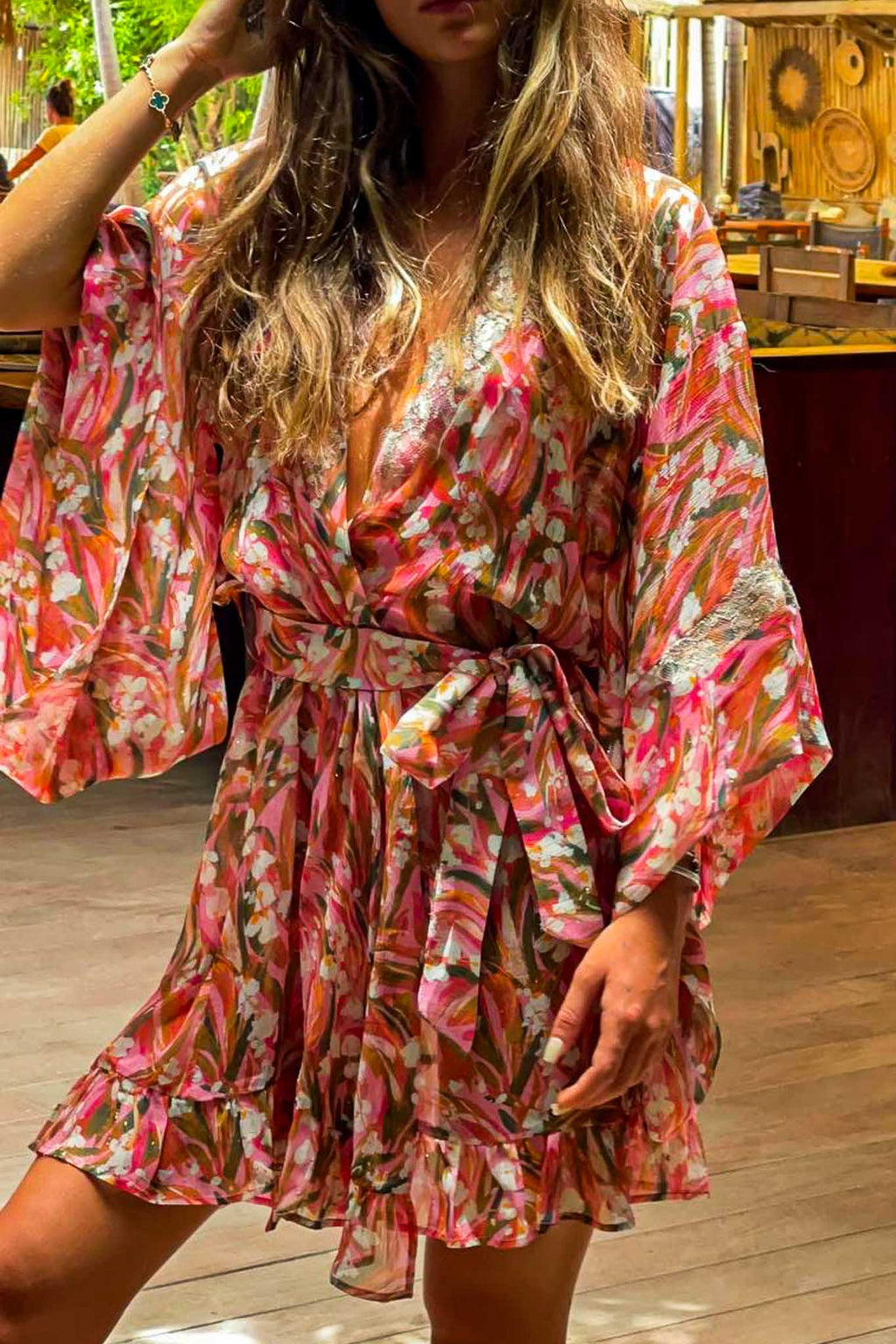 Ricki Short Kimono in Chiffon Silk St Barth
