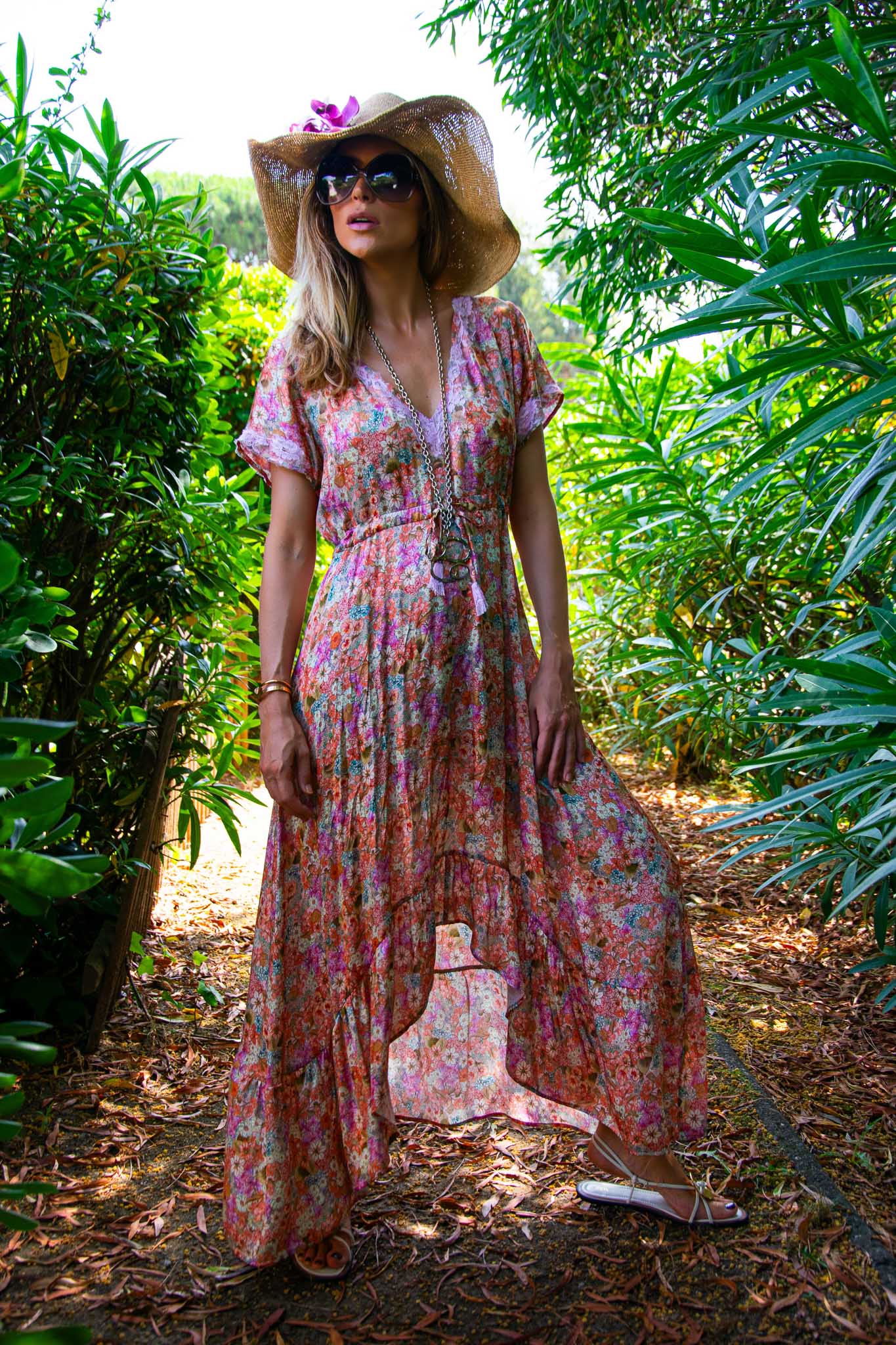 Long Dress Mandy in Silk Liberty - Vanita Rosa
