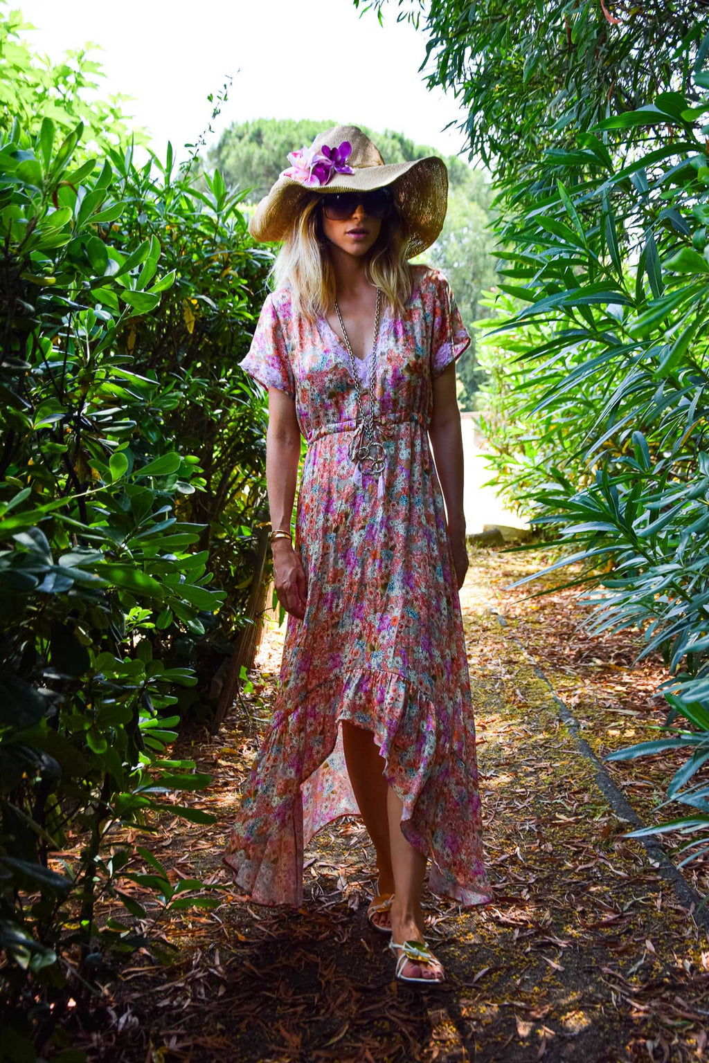 Long Dress Mandy in Silk Liberty - Vanita Rosa