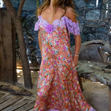 Long Dress Rihanna in Silk Liberty - Vanita Rosa