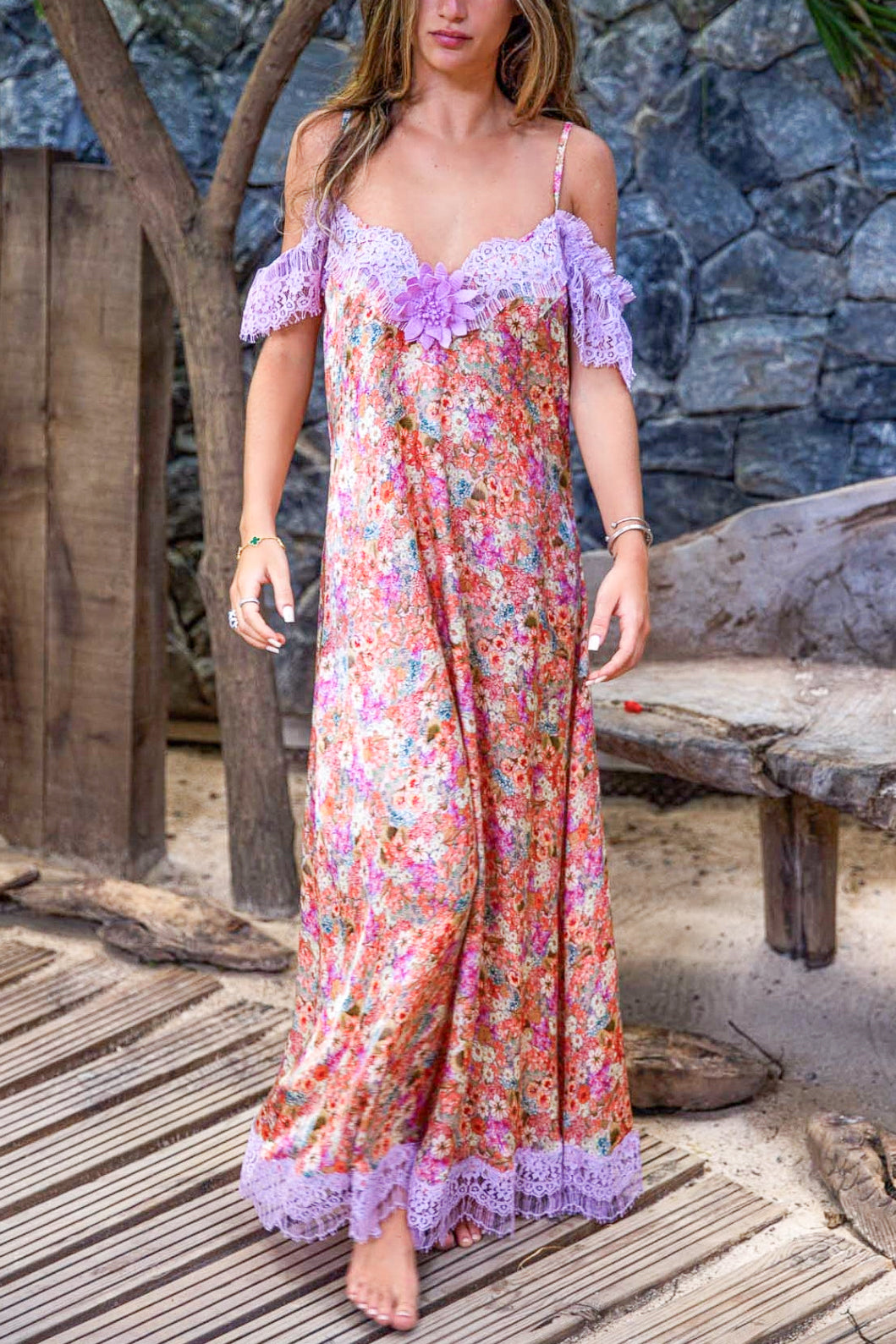 Riva Long Dress in Silk Liberty