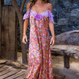Long Dress Rihanna in Silk Liberty - Vanita Rosa