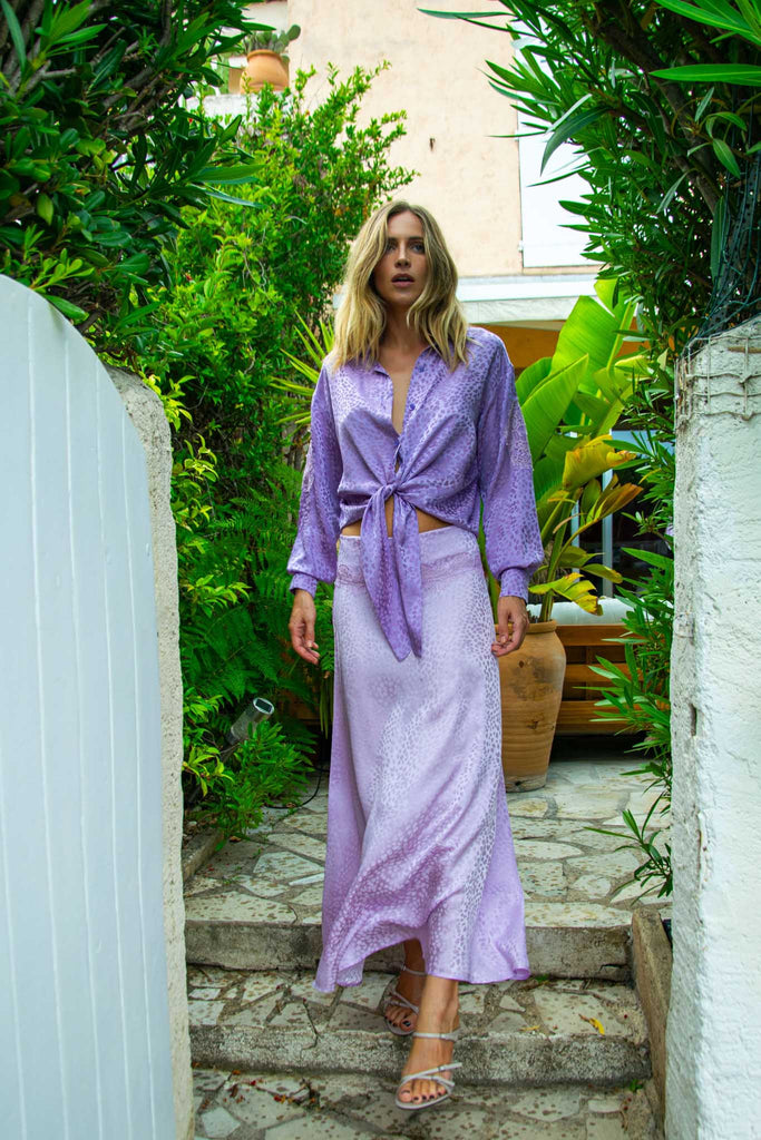 Mia Long Skirt in Silk Heart - Vanita Rosa