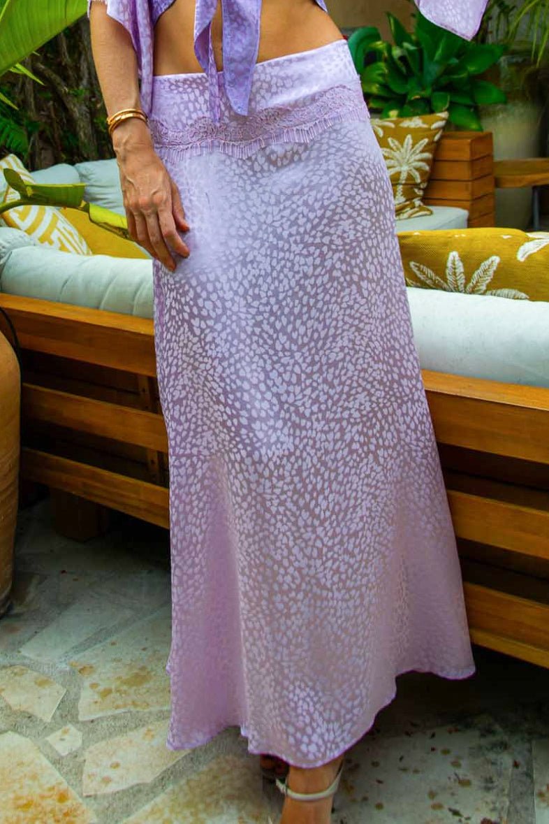 Mia Long Skirt in Silk Heart - Vanita Rosa