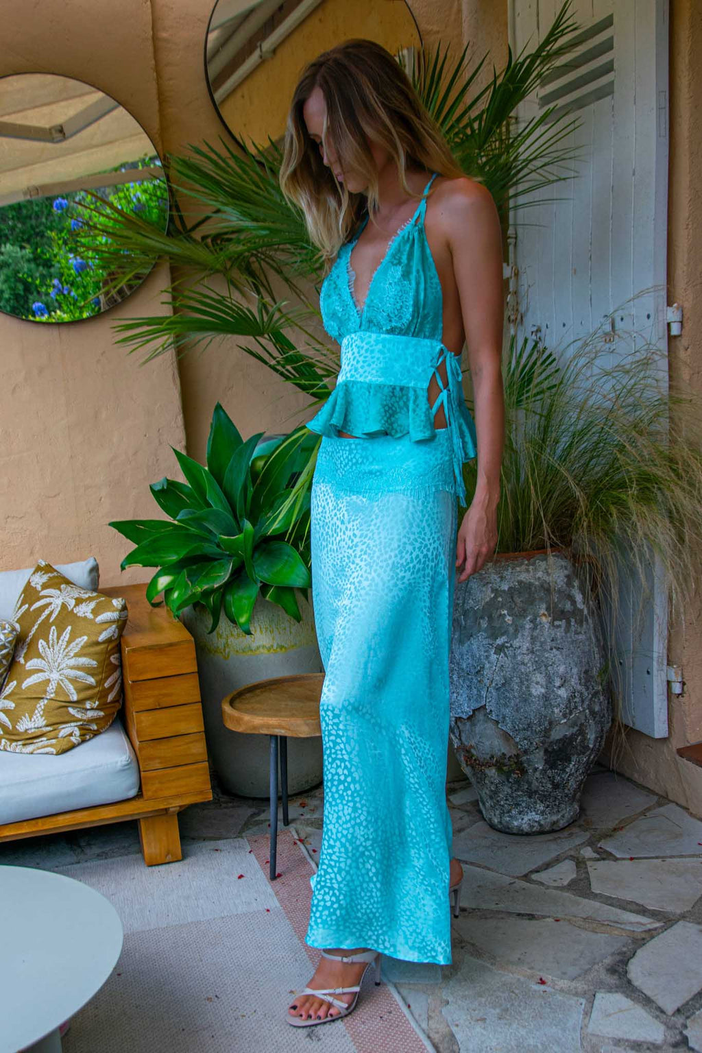 Mia Long Skirt in Silk Heart - Vanita Rosa