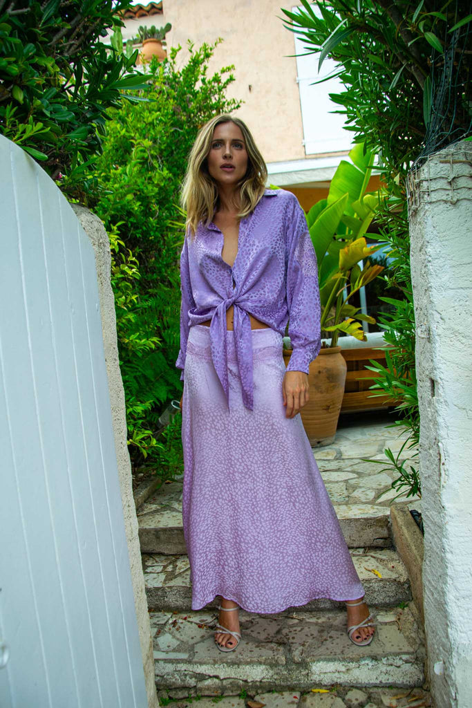 Mia Long Skirt in Silk Heart - Vanita Rosa
