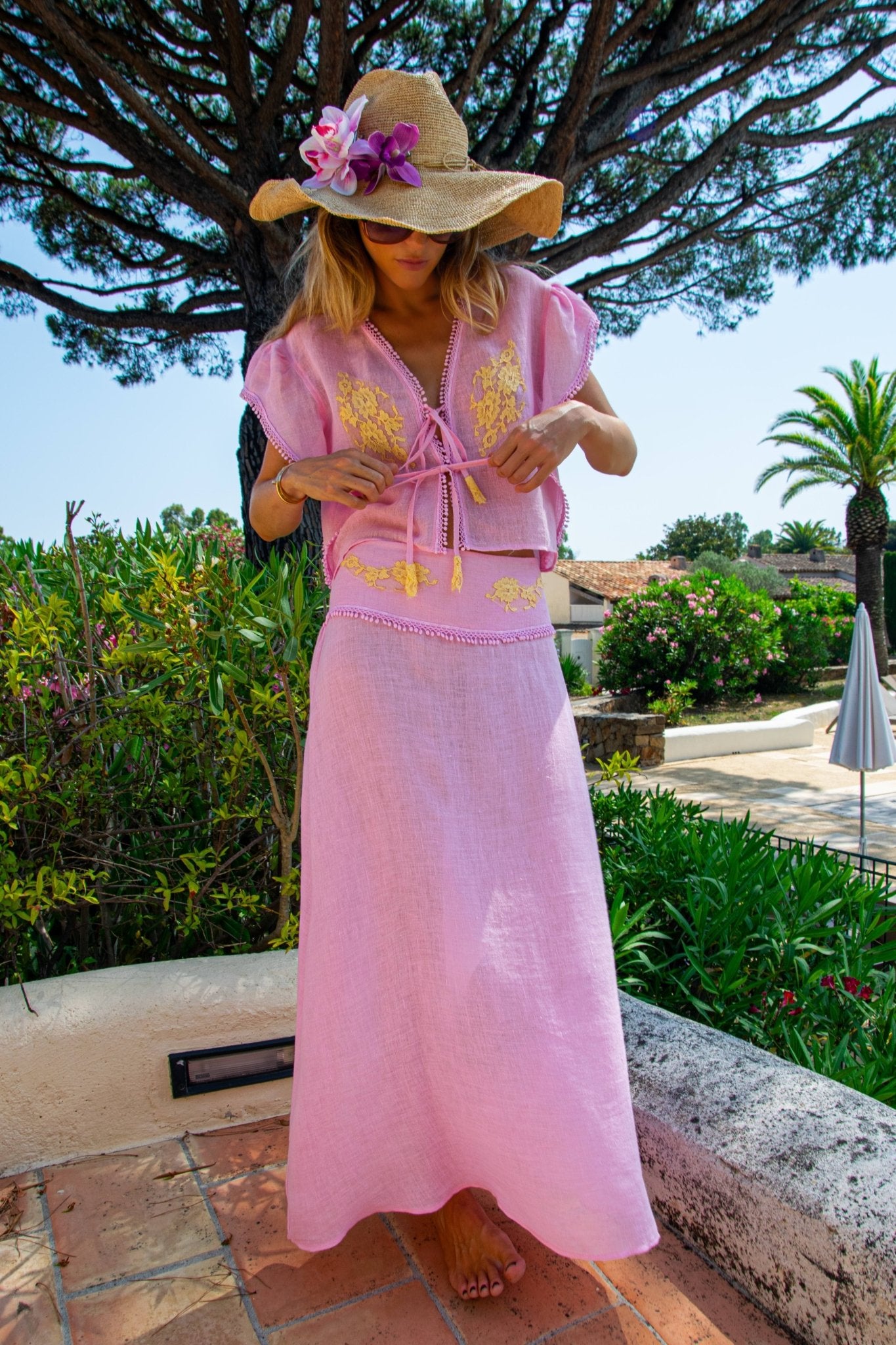 Mia Skirt in Fine Linen Gauze Lilac - Vanita Rosa