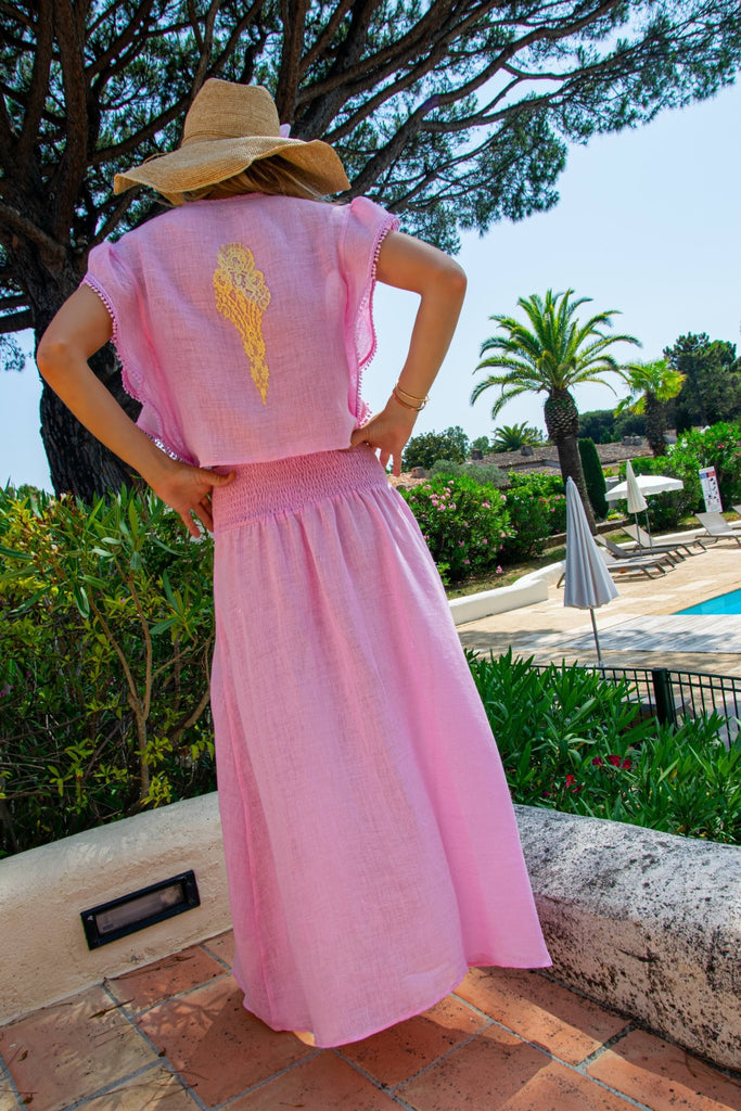 Mia Skirt in Fine Linen Gauze Lilac - Vanita Rosa