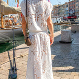 Mia Long Skirt in White Guipure