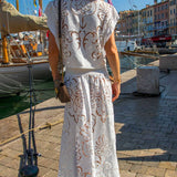 Mia Skirt in White Guipure Cotton - Vanita Rosa