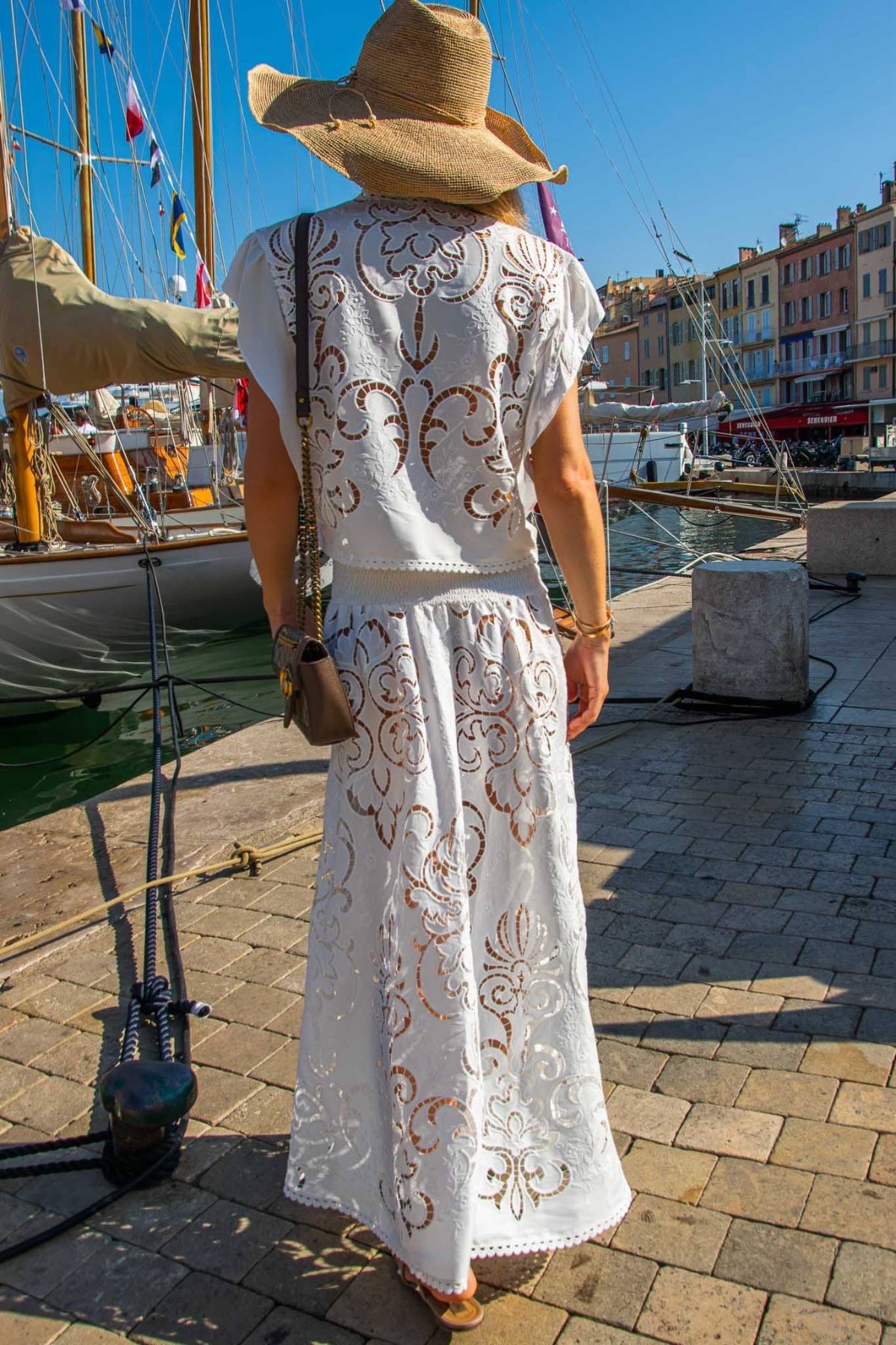 Mia Skirt in White Guipure Cotton - Vanita Rosa