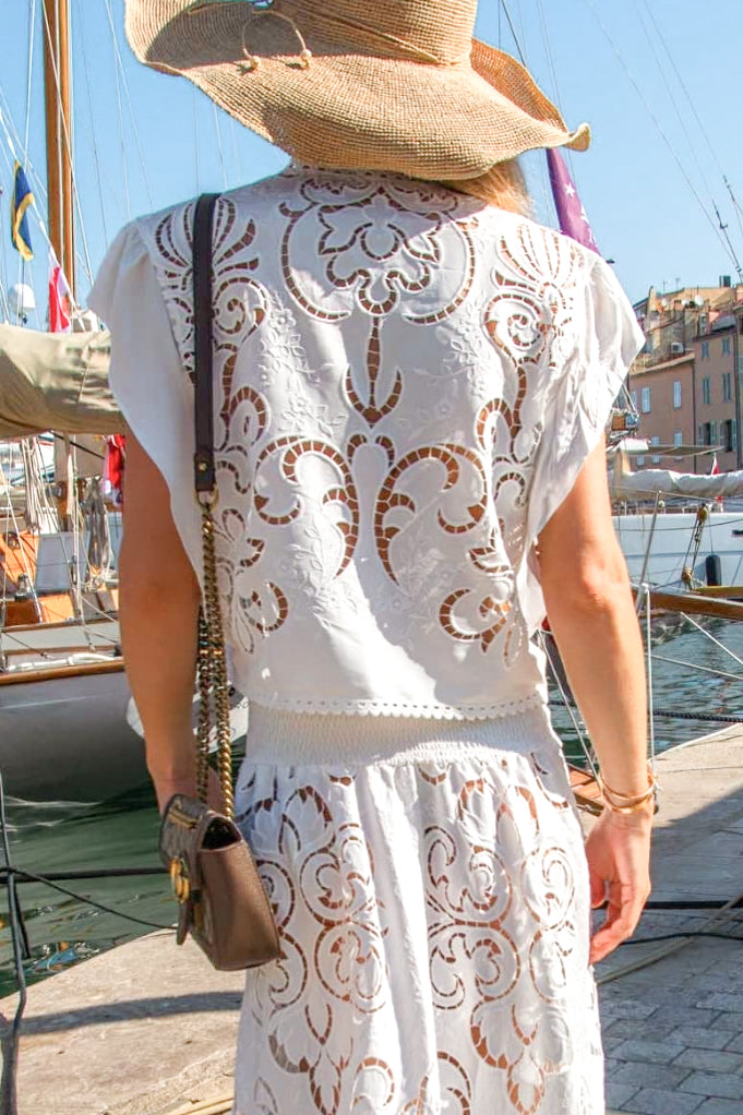 Rokie Top in White Guipure