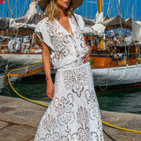 Mia Skirt in White Guipure Cotton - Vanita Rosa