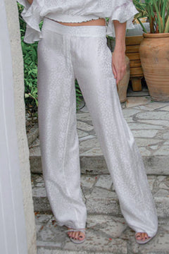 Pantalon palazzo en soie cœur