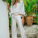 Pantalon palazzo en soie cœur