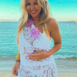 Poncho Raya in White Calais Lace - Vanita Rosa