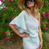 Raya Poncho in Fine Linen Gauze Almond - Vanita Rosa